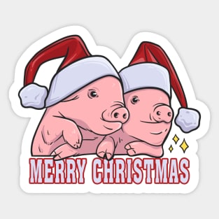 Two small pigs in christmas hats Sticker